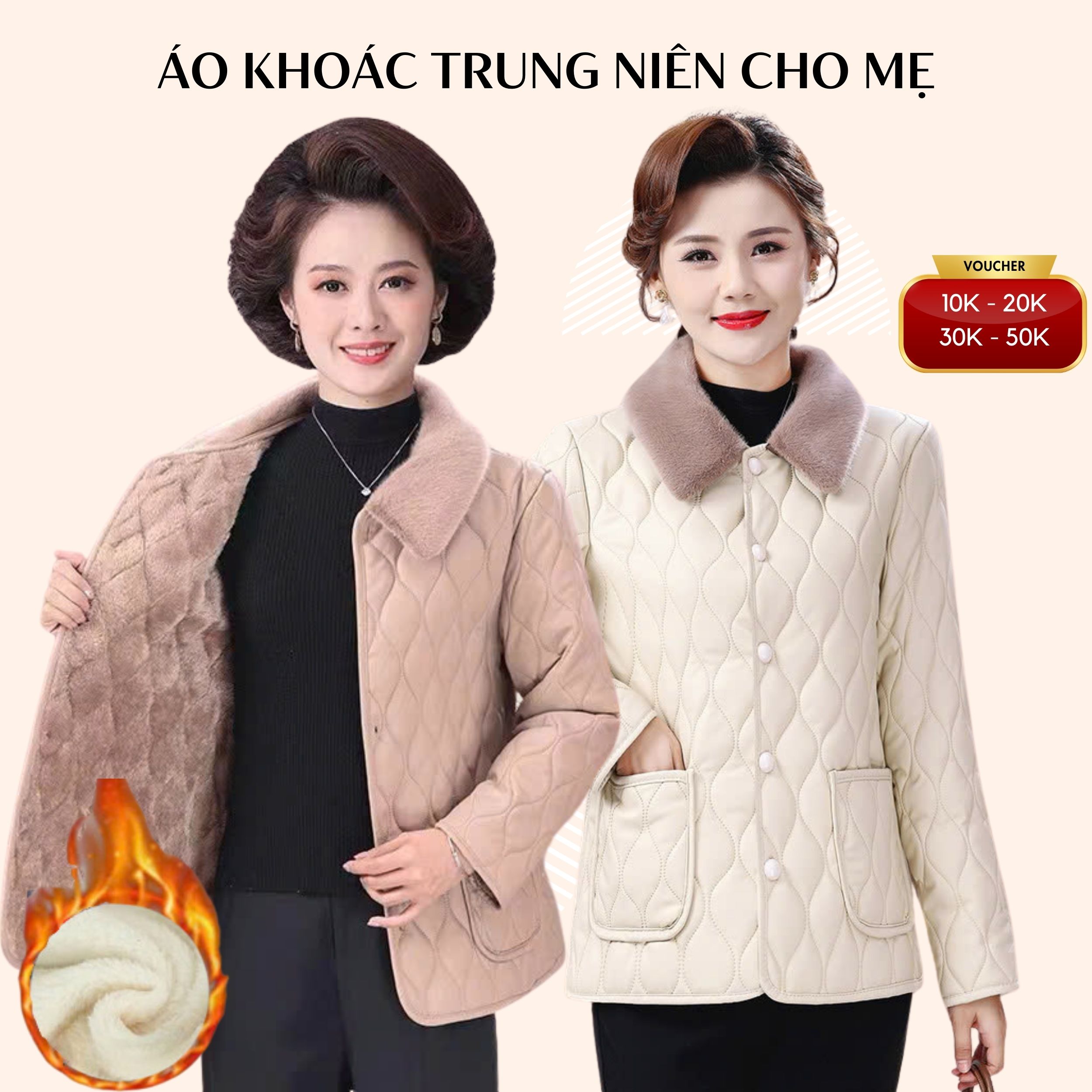 Áo khoác trung niên cho mẹ, áo khoác trong lót lông ấm áp sang trọng cho mẹ_loại 1 mới về ms613