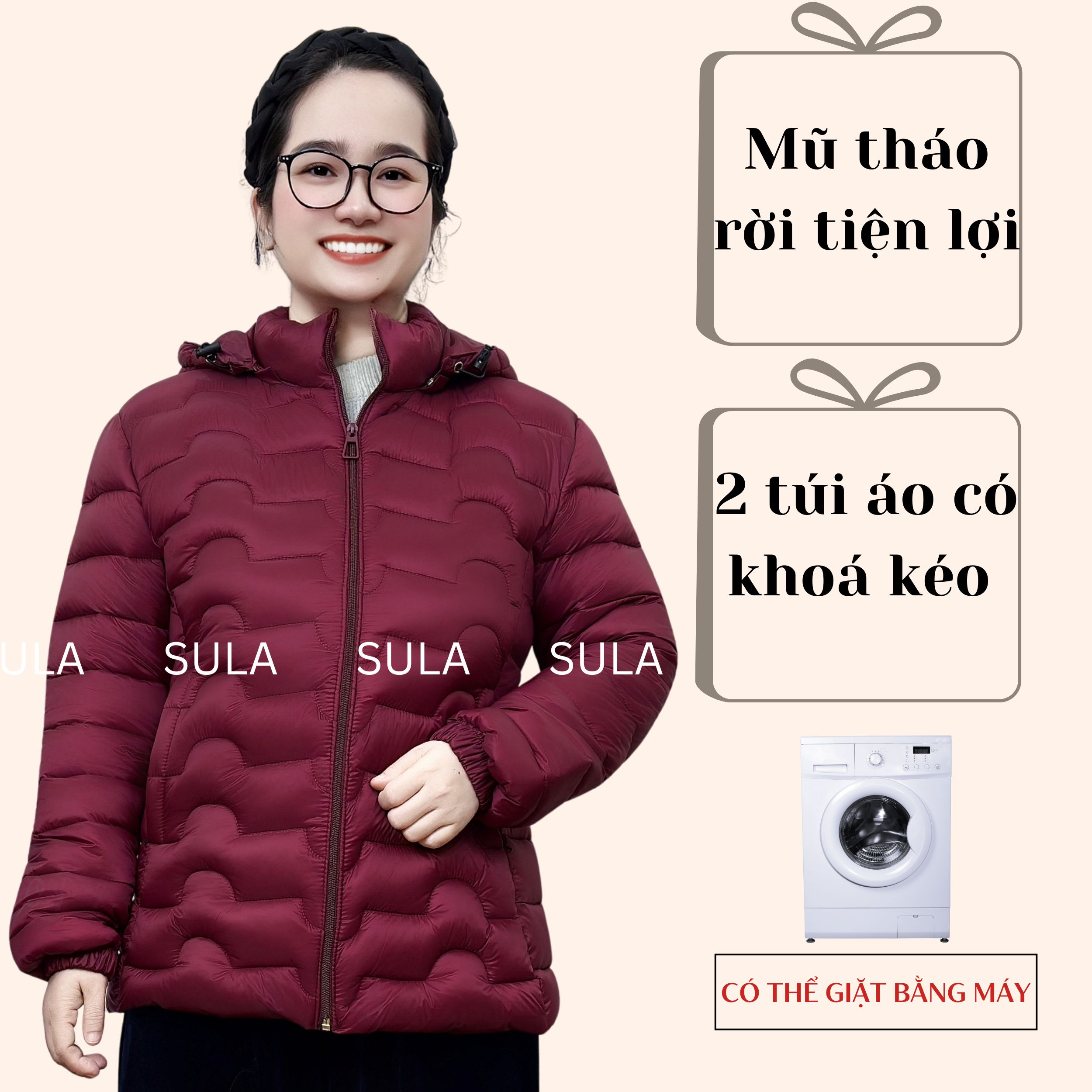 Áo khoác trung niên cho mẹ, áo phao trần bông cao cấp, cản gió, giữ ấm, phao siêu nhẹ ms904