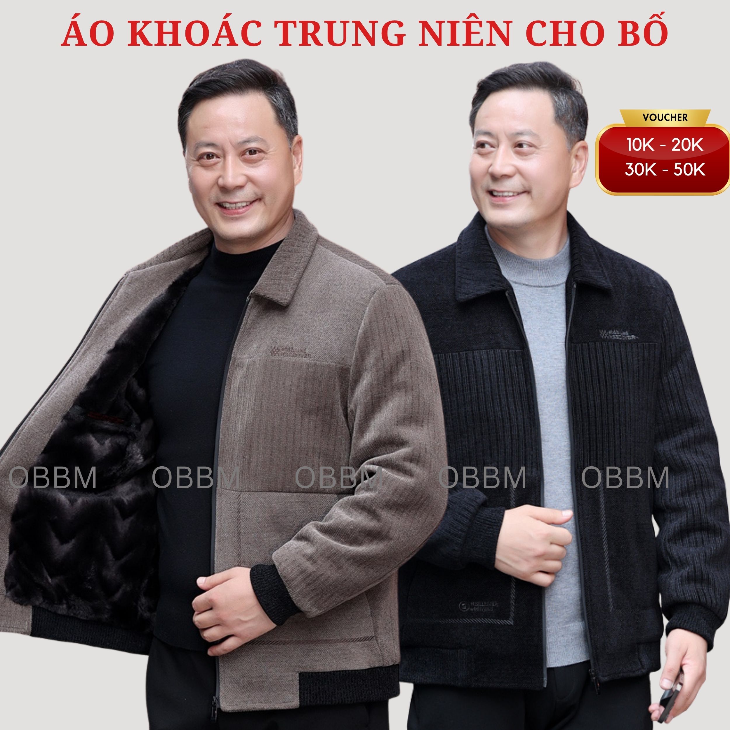 Áo khoác nam trung niên lót lông cho bố, áo khoác cho bố cho ông ấm áp mẫu mới nhất ms809