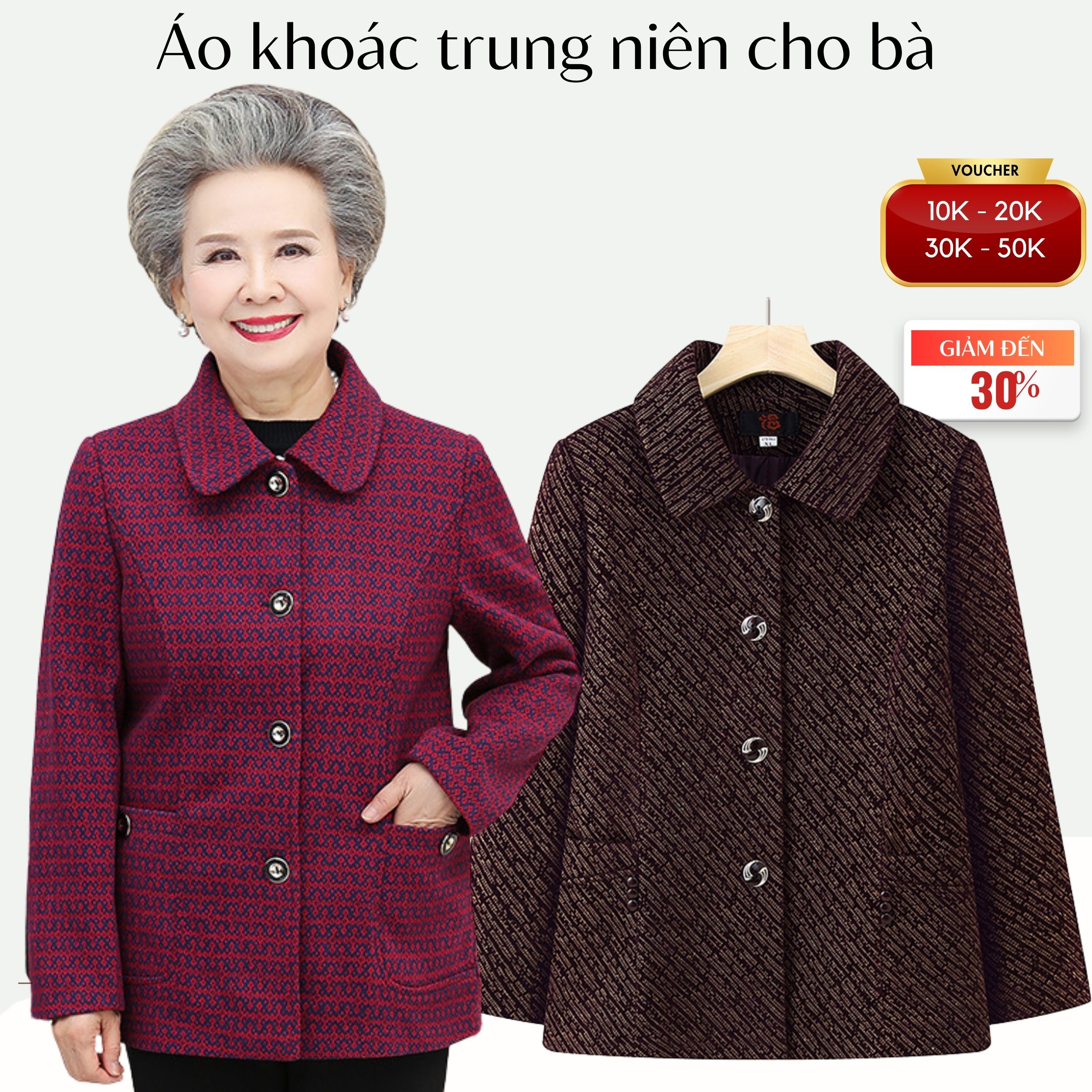 Áo khoác dạ nữ trung niên 2 lớp, lót vải ấm áp, quà tặng ý nghĩa cho mẹ và bà ms816