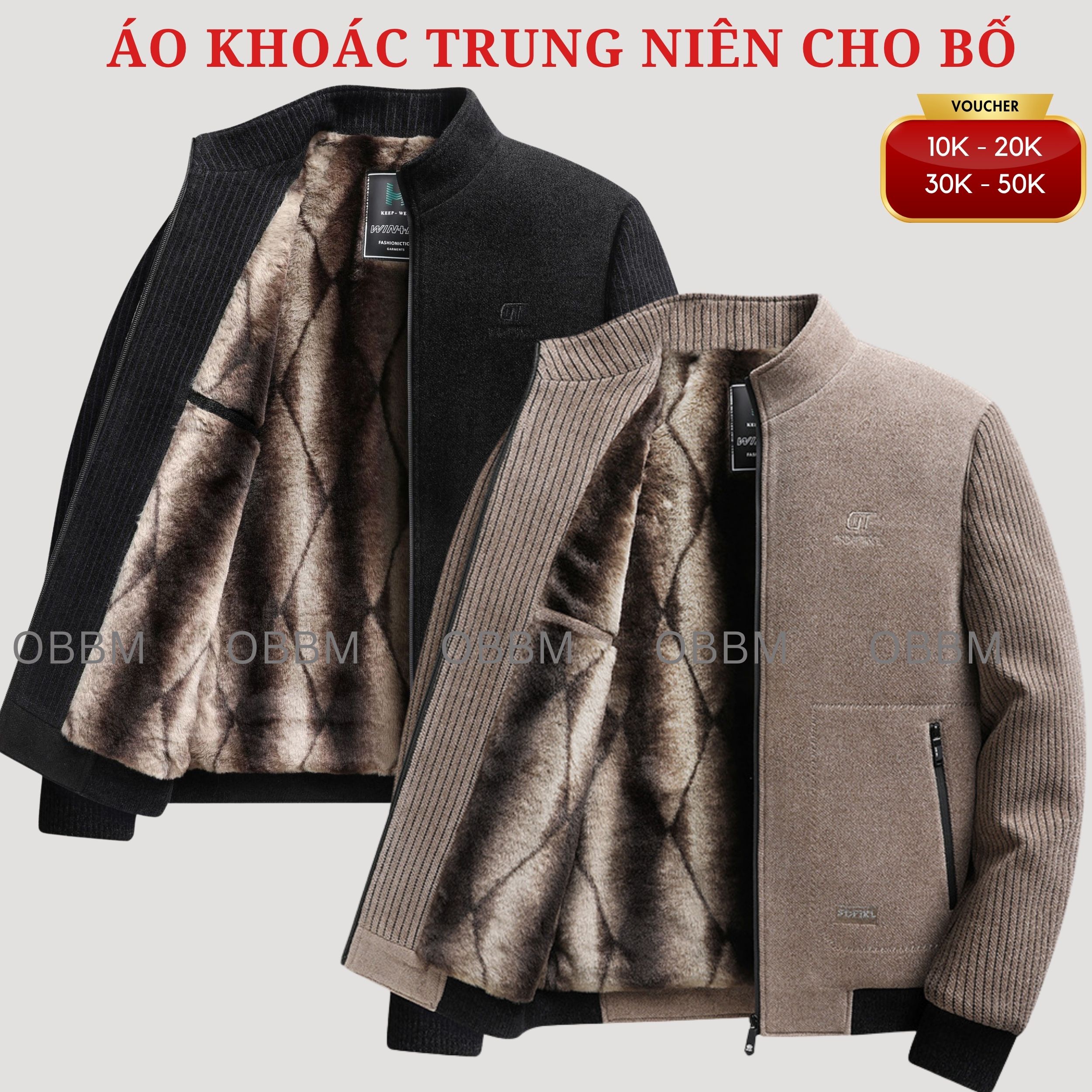 Áo khoác lót lông nam trung niên, áo khoác người già_loại 1 ms808