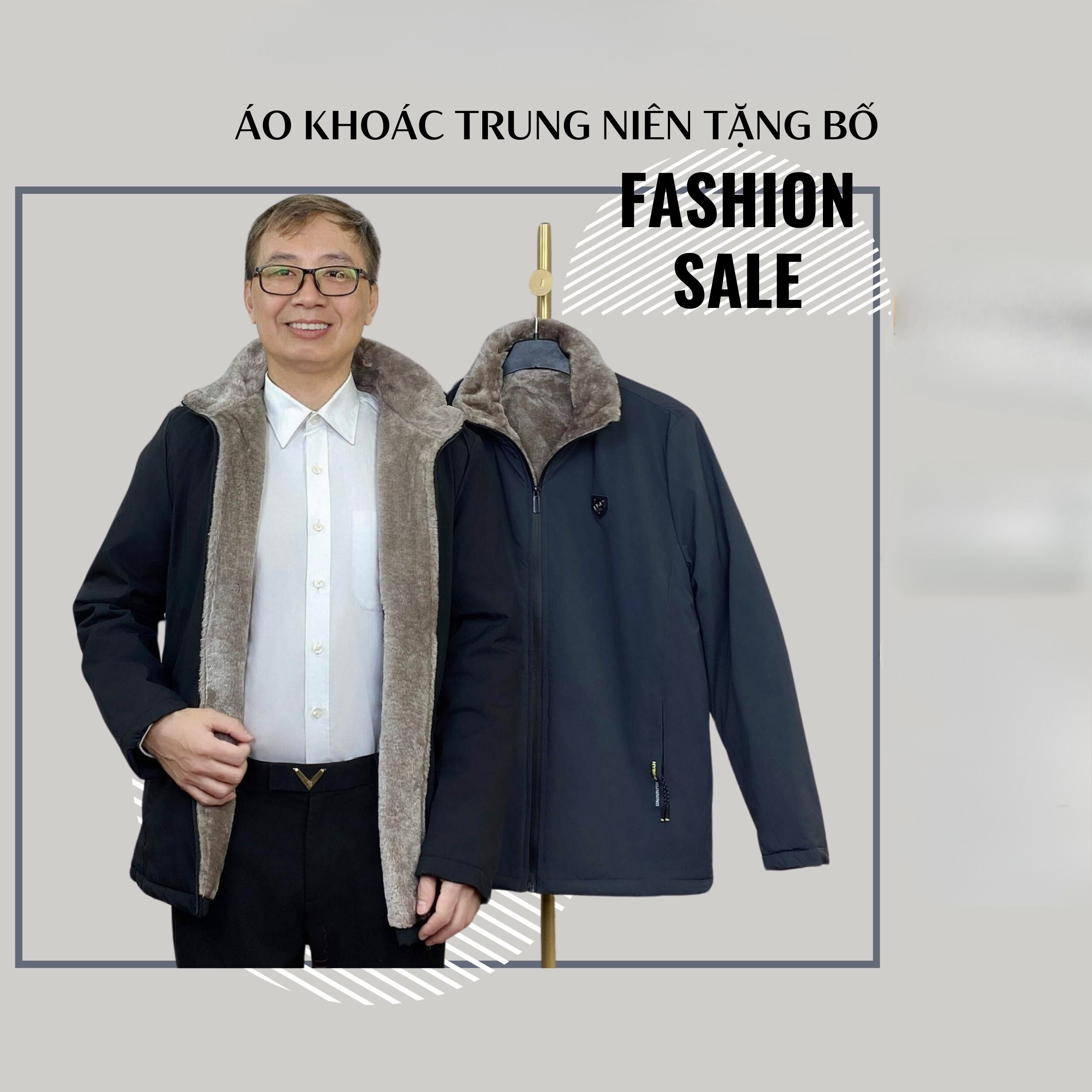 Áo khoác lót lông nam trung niên cho bố cho ông mặc đi chơi, công việc và áo giữ nhiệt ấm ms503